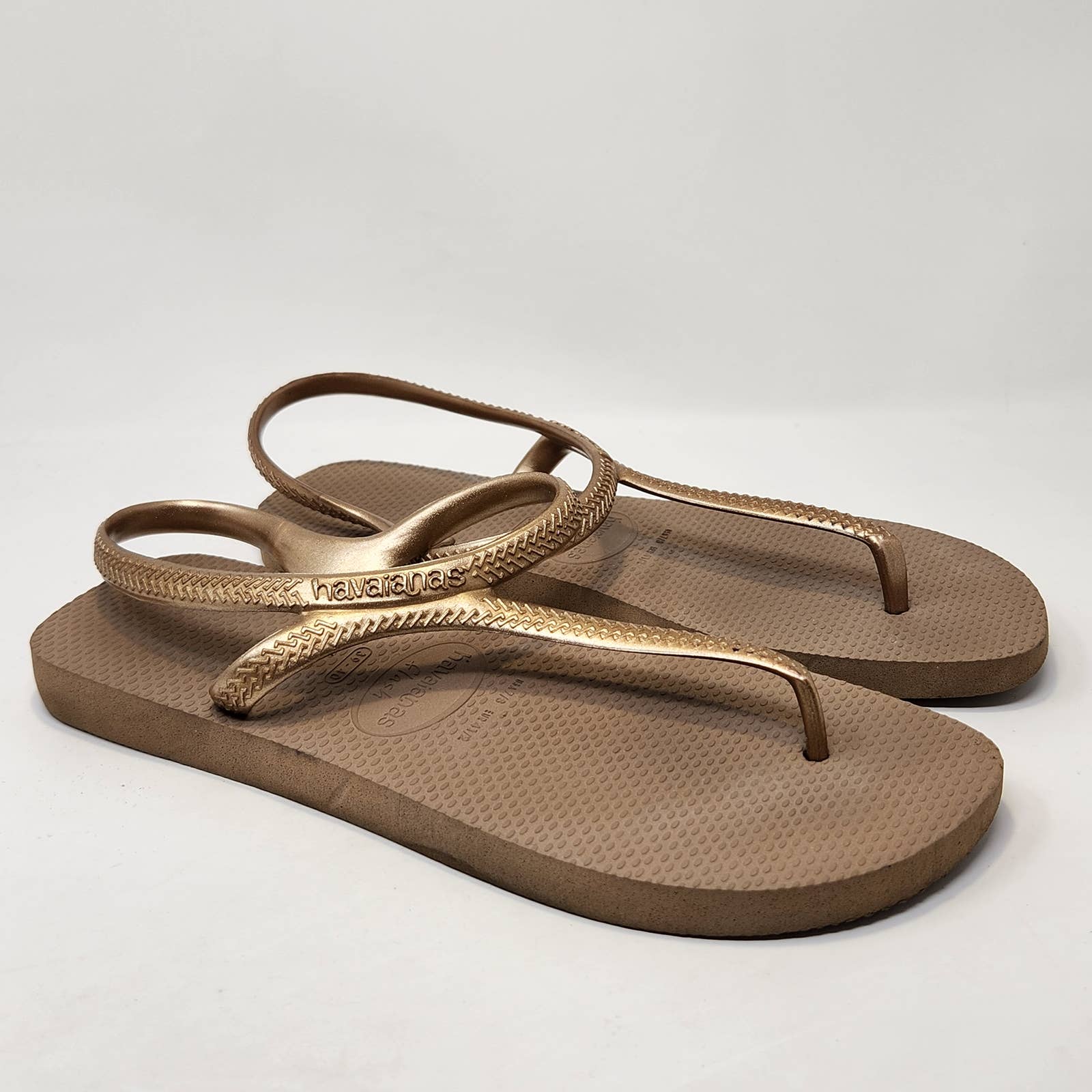 Havaianas Urban Flash Thong Sandals Ankle Strap Womens 7 / 8 Metallic Bronze
